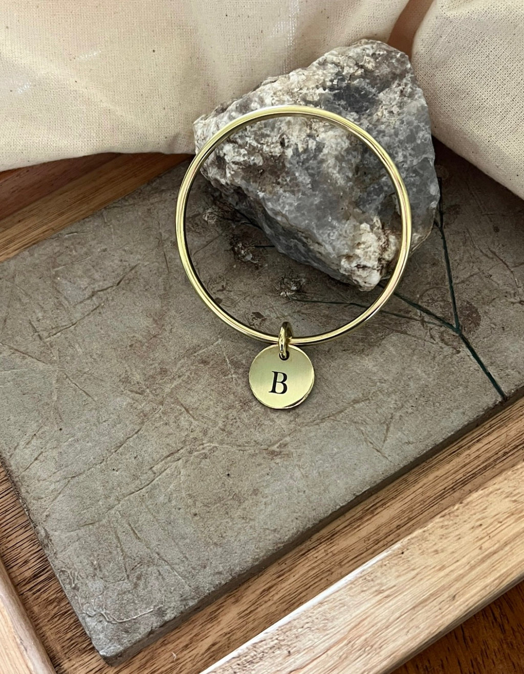 Esclava Bronce dije con iniciales en ambas caras