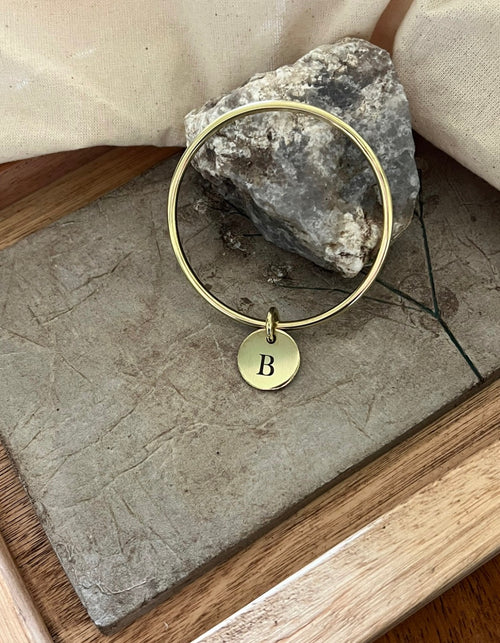 Esclava Bronce dije con iniciales en ambas caras